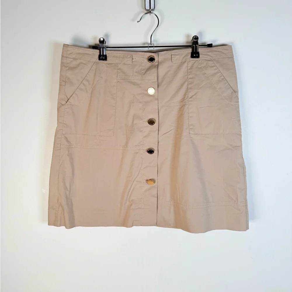 Tory Burch Beige Button Front Utility Skirt